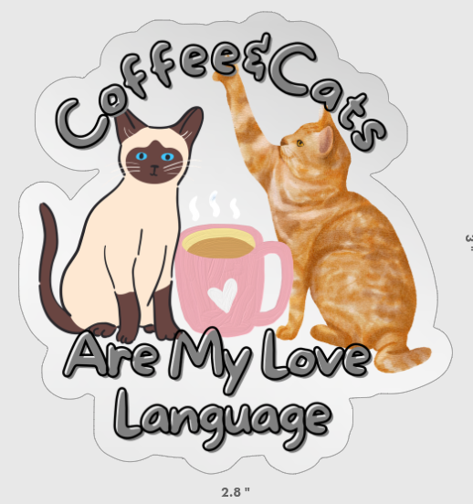 "Coffee & Cats are my Love Language" Mirror Sticker